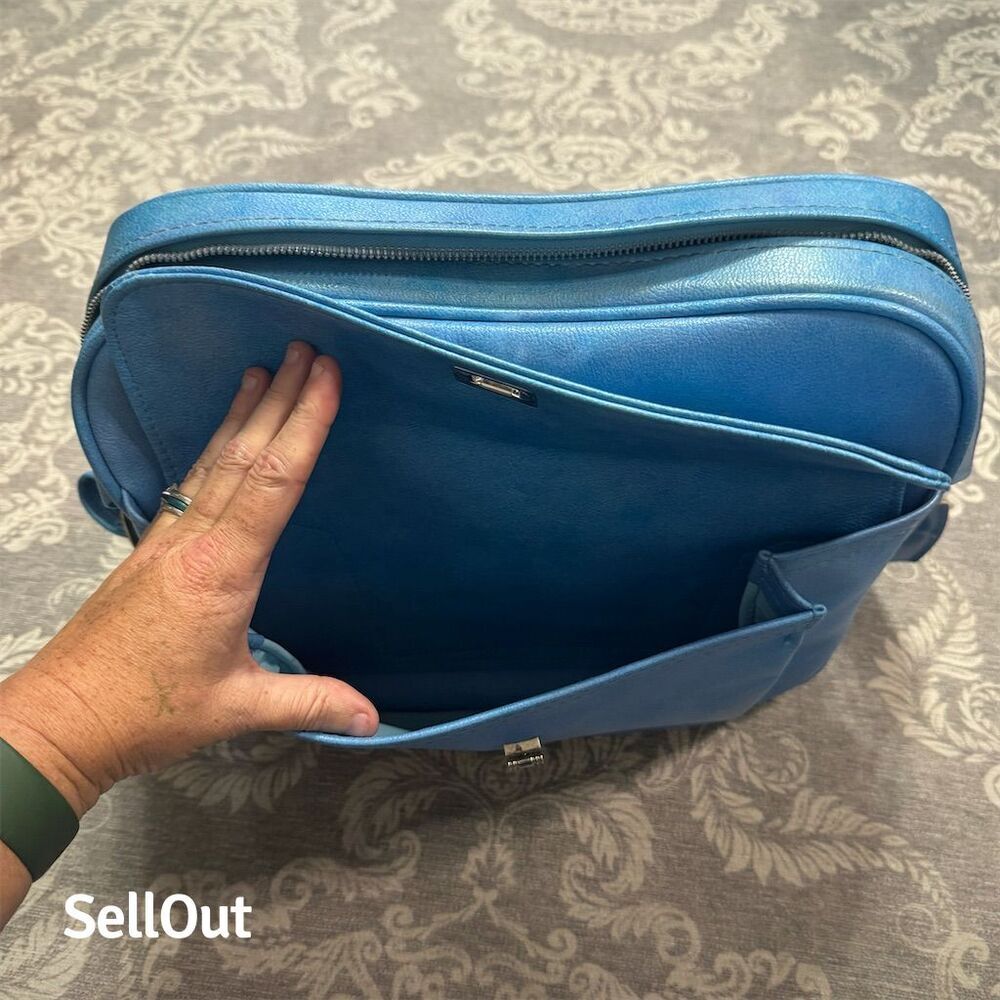 Vintage Samsonite Silhouette Blue Travel Shoulder Bag w/ Compartments - Picture 3 of 7